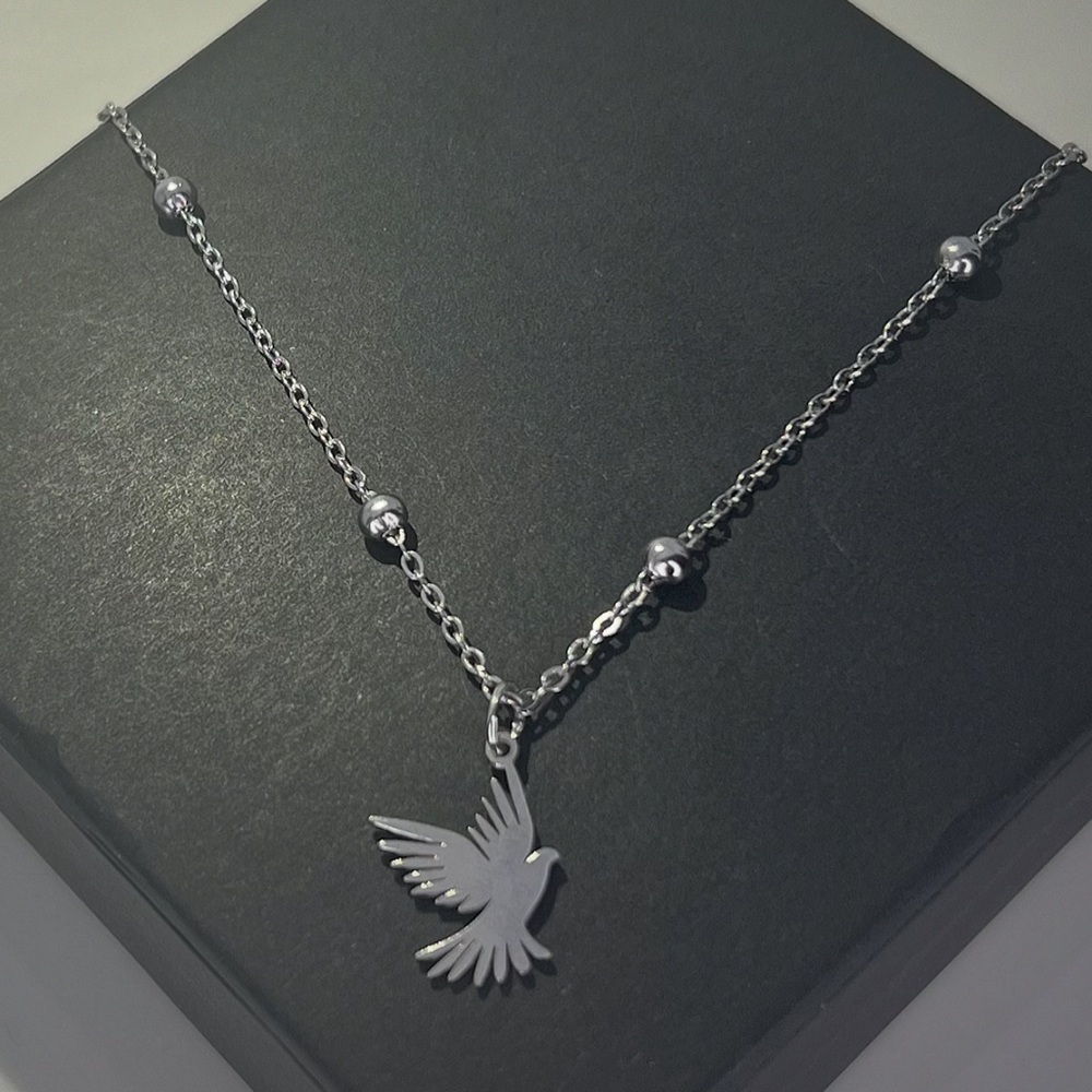 Beaded Chain Dove Charm Necklace